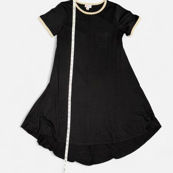 LulaRoe “Carly” Black High-Low Cotton Dress with Cream Detailing - Picture 5 of 6